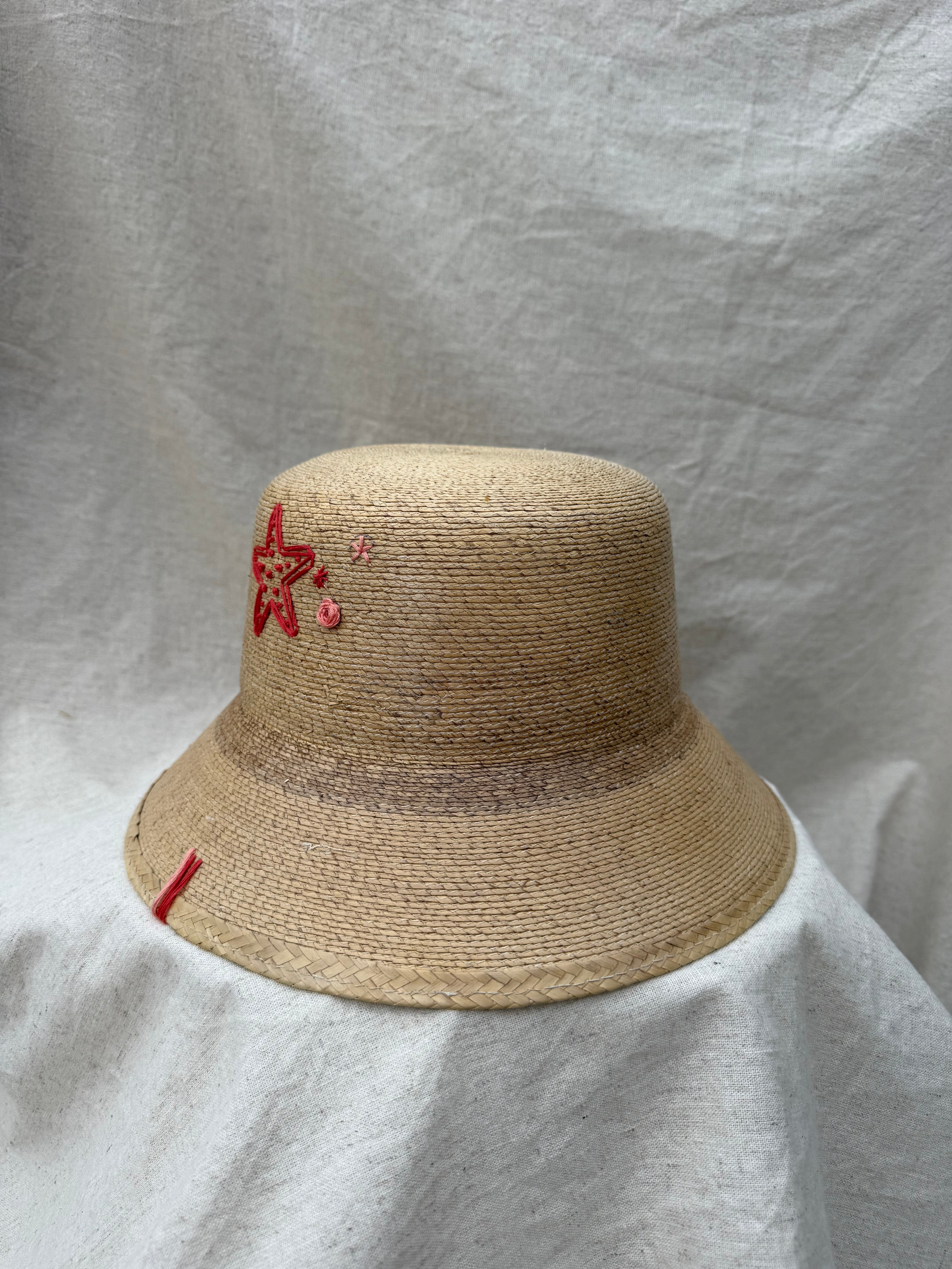 Bucket Hat with Coral and Pink Starfish Embroidery
