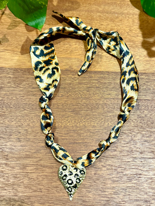 Leopard Scarf with Leopard Heart Charm