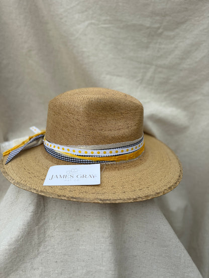 Tan Signature with Black + Gold Polka Dot Bat Hat