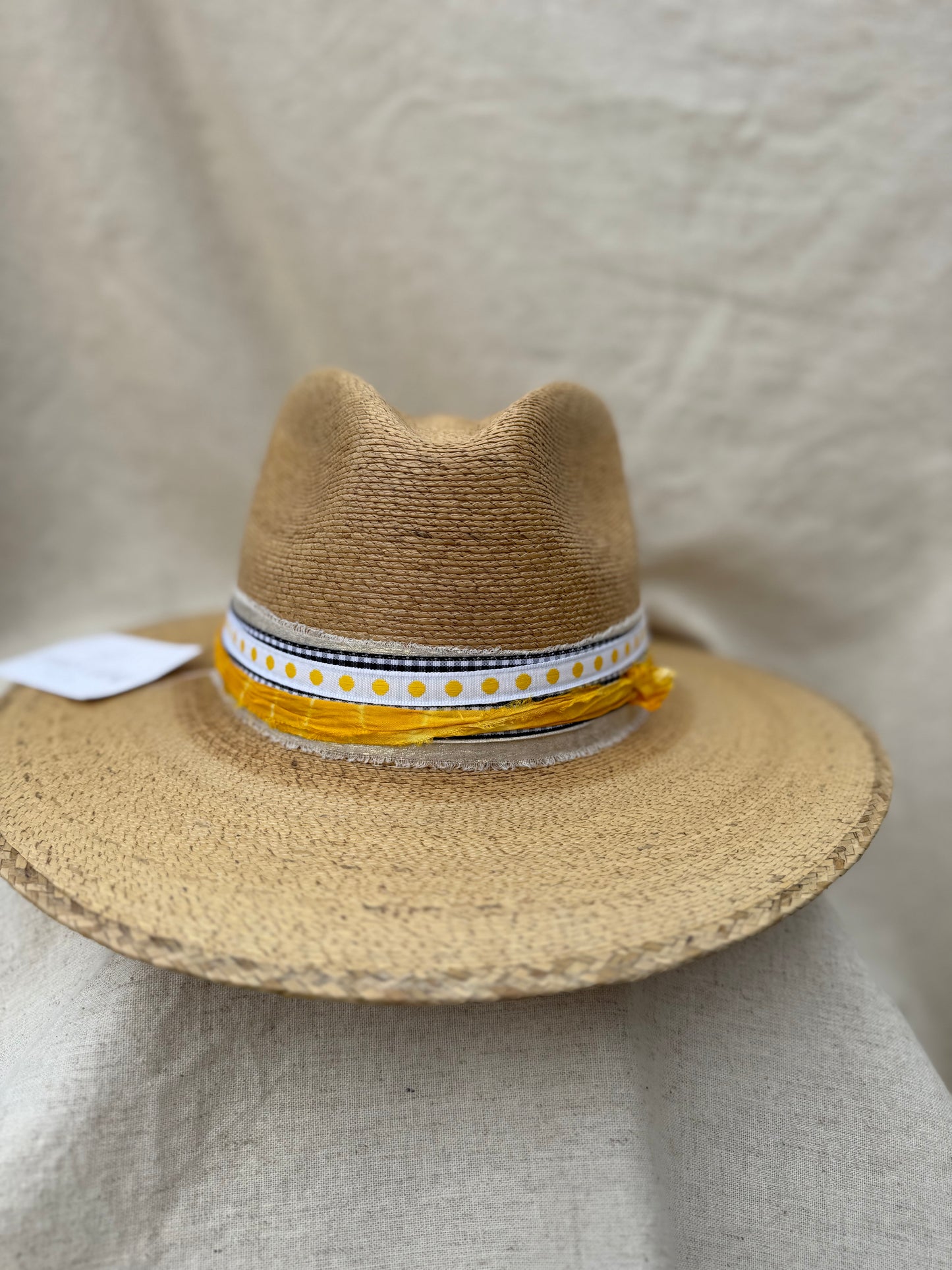 Tan Signature with Black + Gold Polka Dot Bat Hat
