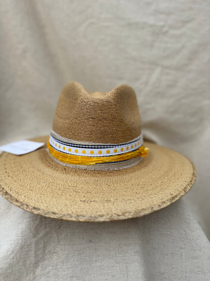Tan Signature with Black + Gold Polka Dot Bat Hat