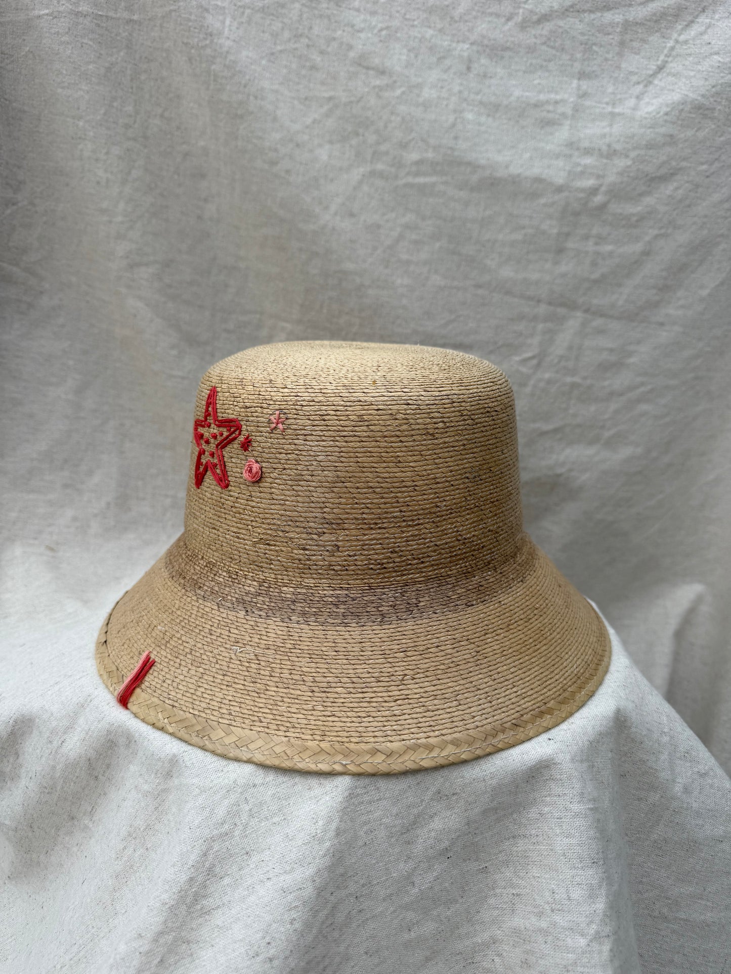 Bucket Hat with Coral and Pink Starfish Embroidery