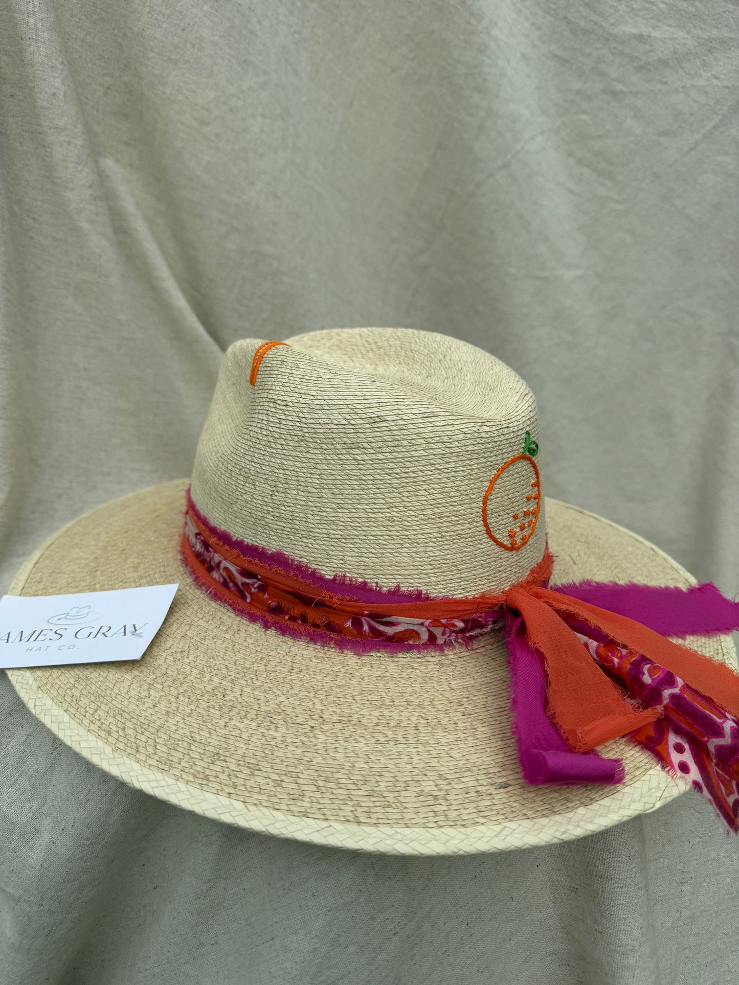 Ivory Signature Hat with Orange Embroidery