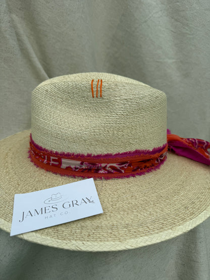 Ivory Signature Hat with Orange Embroidery