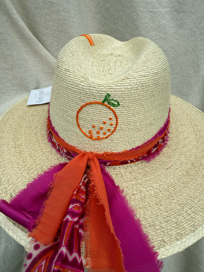 Ivory Signature Hat with Orange Embroidery