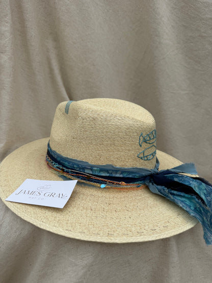 Ivory signature with Blue Fish Embroidery