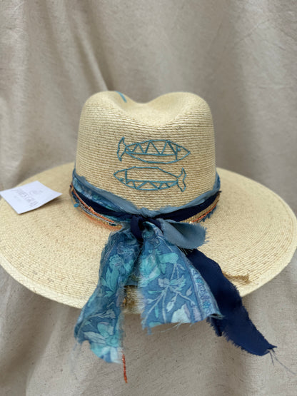 Ivory signature with Blue Fish Embroidery