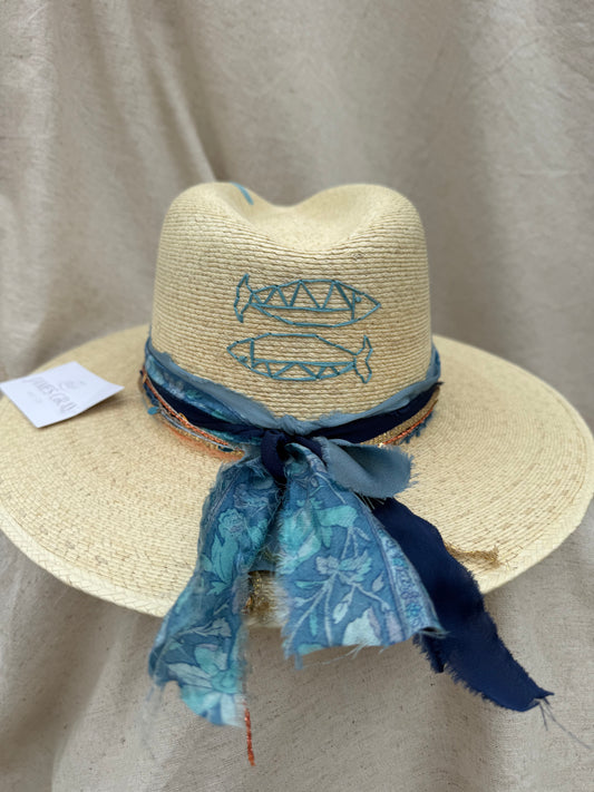 Ivory signature with Blue Fish Embroidery