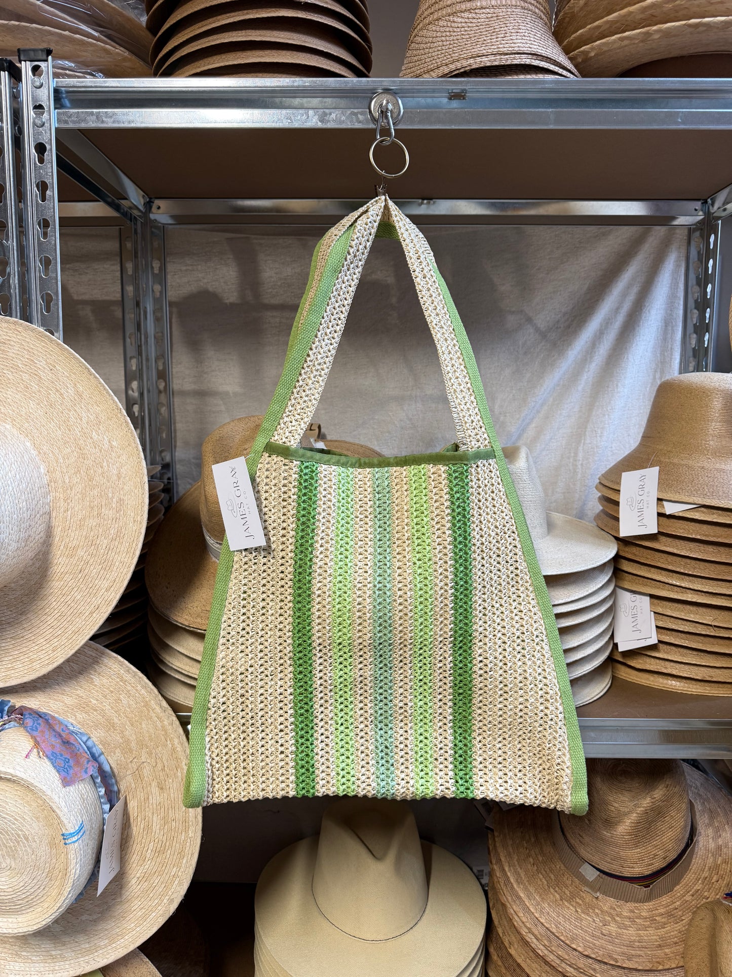 Green Stripe Beach Tote