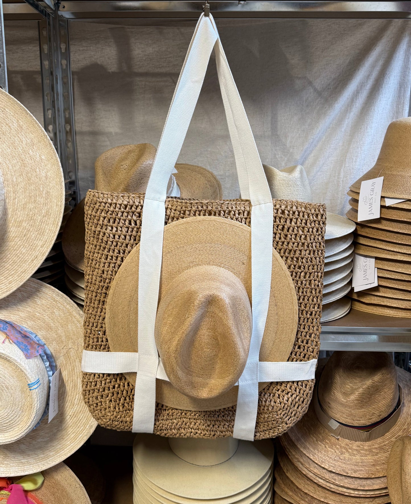 Natural Hat Carrier Tote
